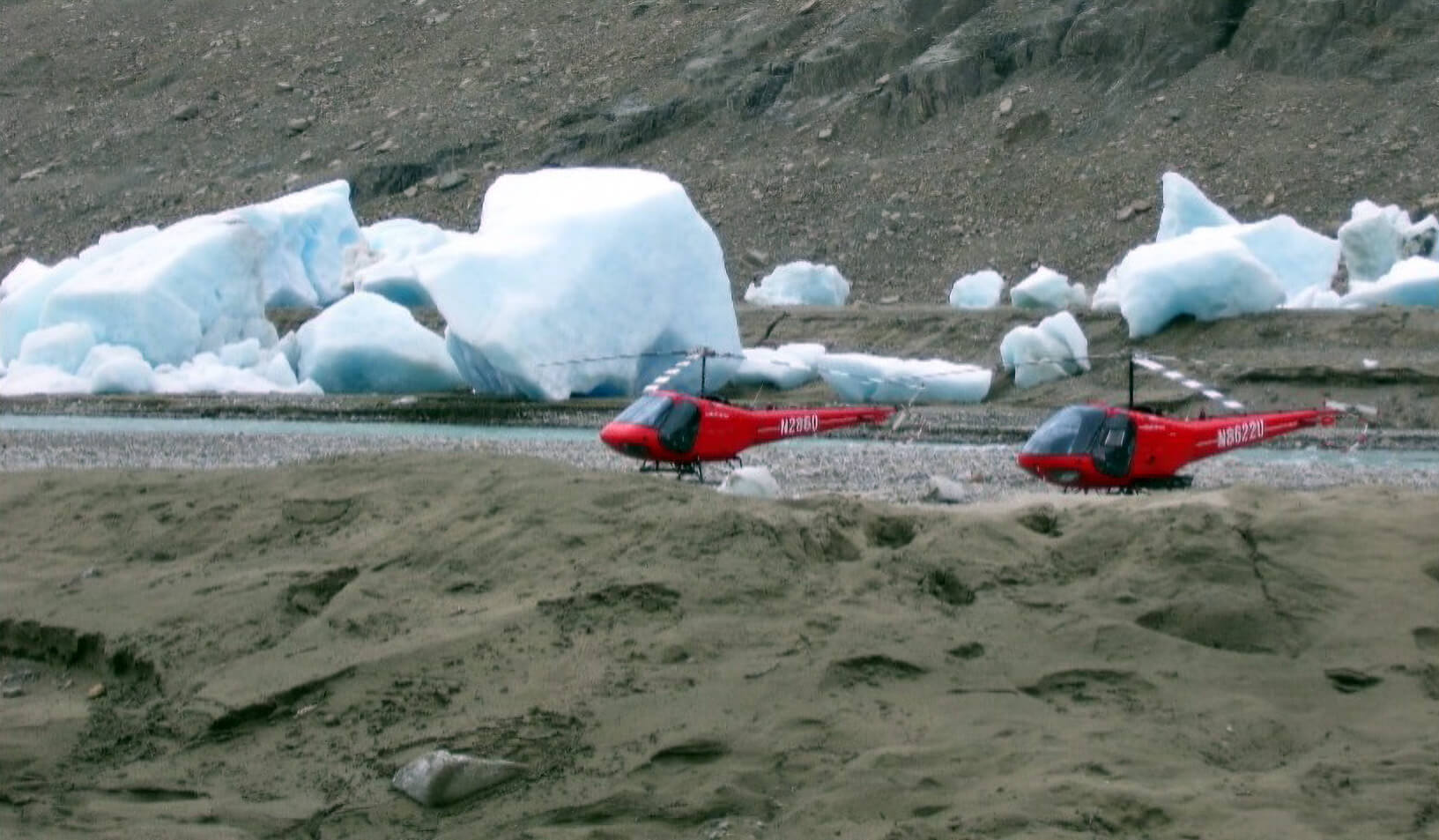 Enstrom helicopters and glacier