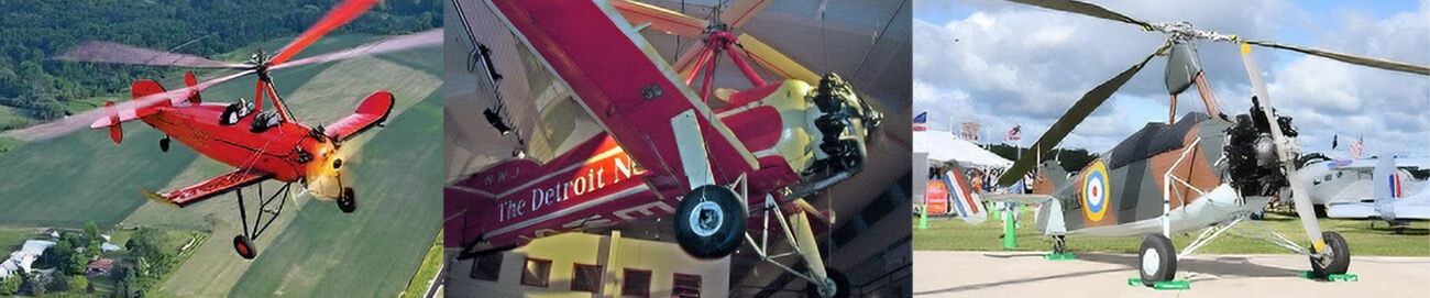 Early Picairn Autogyros with ailerons, and later model with no wings