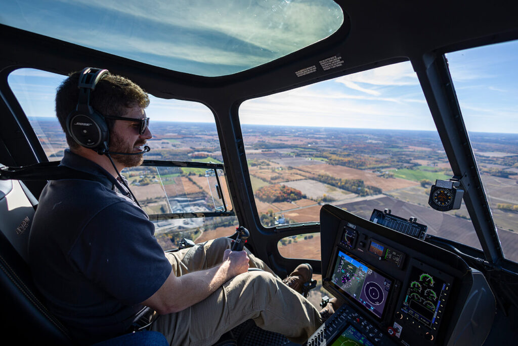 Enstrom pilot flying