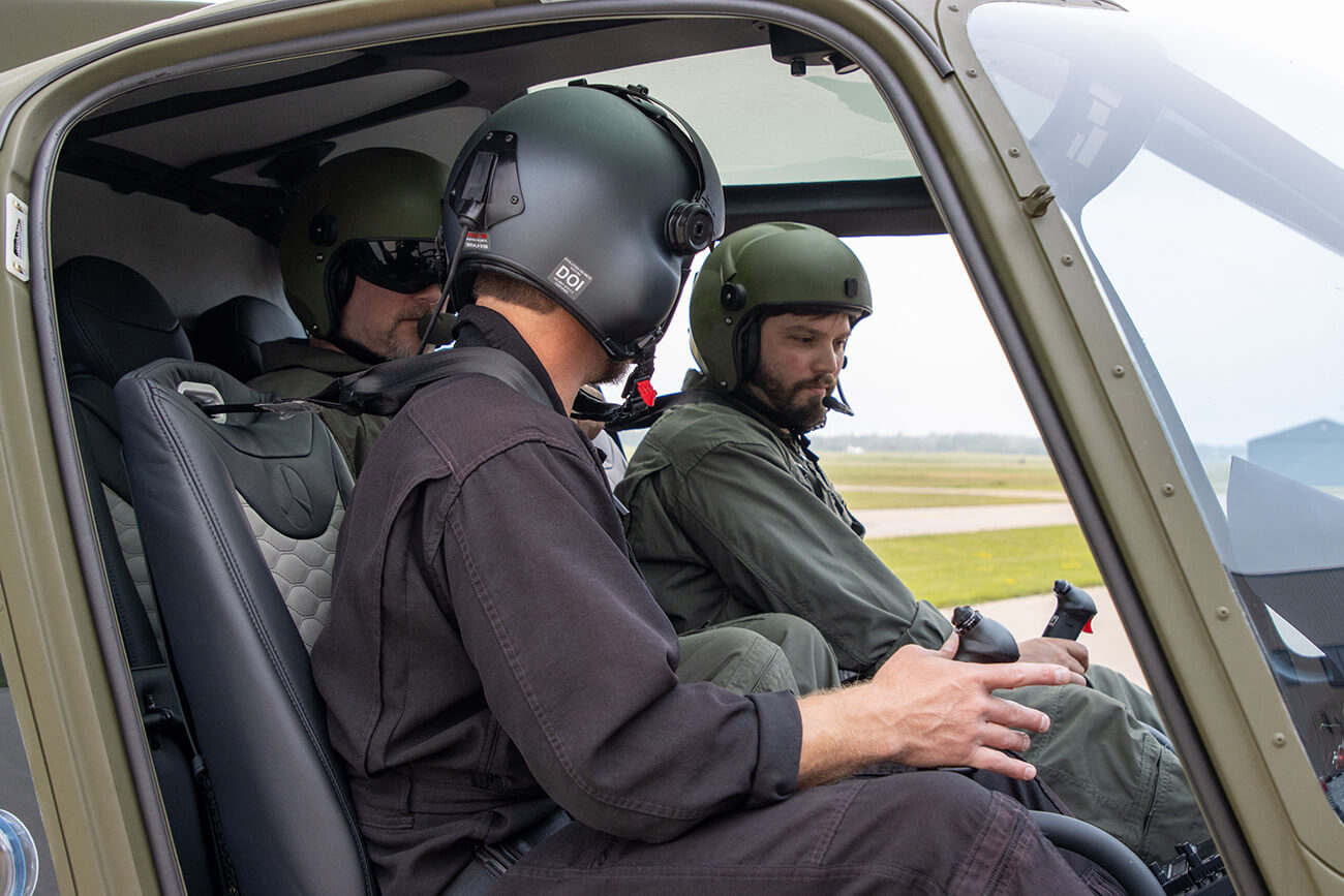 Pilots inside Enstrom trainer